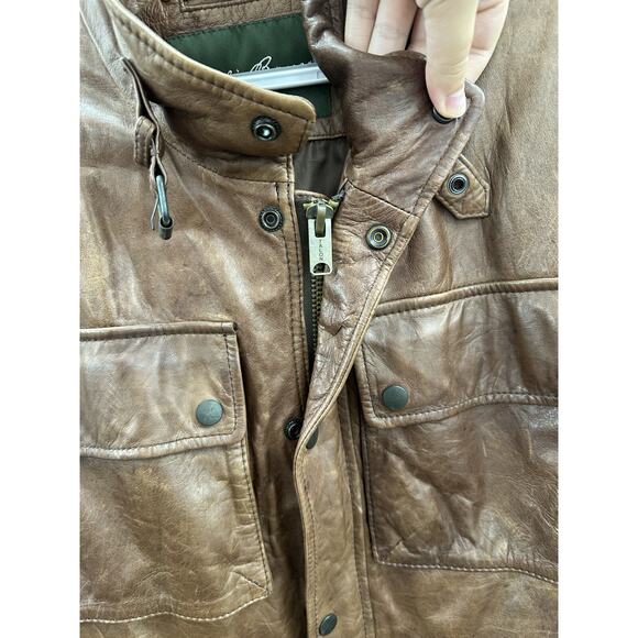 Eddie Bauer Mens Bomber Jacket Size Large Brown Genuine Lamb Leather Zip Up VTG - Picture 5 of 15